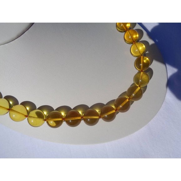 100% Genuine Baltic Amber Necklace, Round Gemstone Amber Bead 13 mm 43.2 gr - Picture 4 of 6